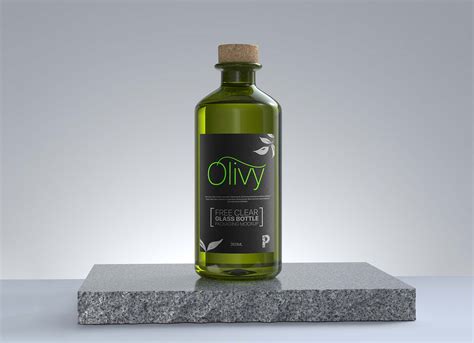 Download 500ml Clear Glass Olive Oil Bottle with Screw Cap Mockup